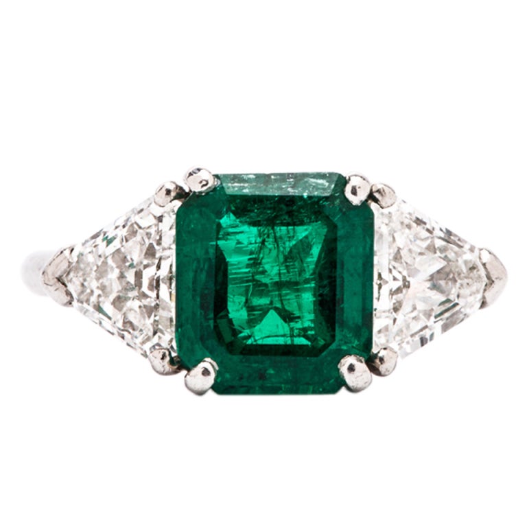 Oscar Heyman Emerald & Diamond Platinum Ring