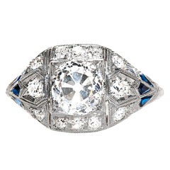 1.87 Carat Diamond Platinum Art Deco Engagement Ring