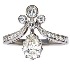 Platinum Tiara Engagement Ring set with a .70 carat Diamond