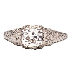 1.21 Carat Diamond Platinum Edwardian Engagement Ring