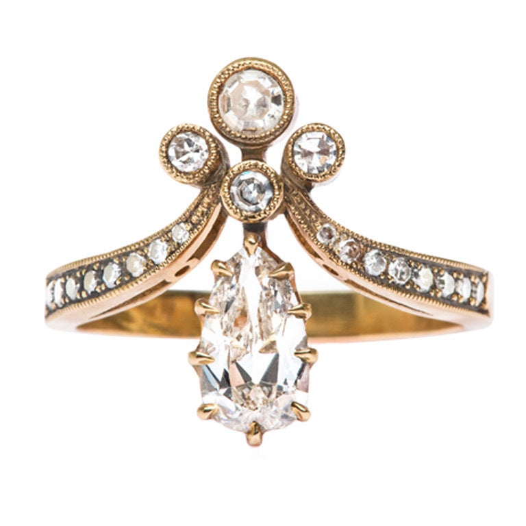 .70 Carat Diamond Gold Tiara Style Engagement Ring For Sale