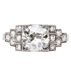 Antique 1.51 Carat Diamond Platinum Art Deco Engagement Ring