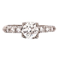 Vintage .96 Carat Diamond Platinum Engagement Ring