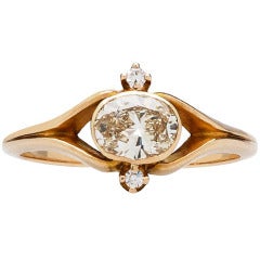 Antique Art Nouveau Oval Diamond Gold Ring