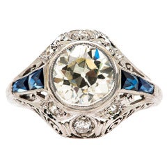 1.58 Carat Diamond Platinum Art Deco Engagement Ring