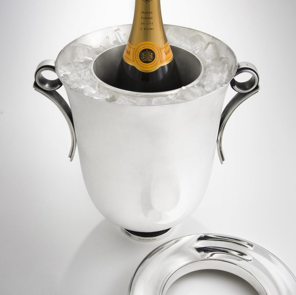 This is the best Art Deco Wine Cooler that was never made. Better than anything that Georg Jensen, Puiforcat or any of the great Art Deco design houses ever produced.

 This is a massive piece of silver weighing over 230 ozs. Due to its sheer