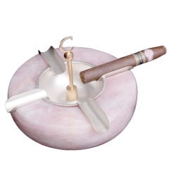 Rose Quartz and Silver Cigar Ashtray