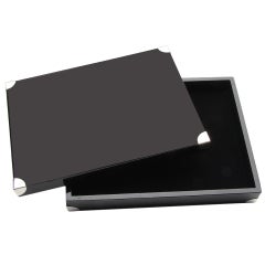 Black Lacquer and Silver Stationery Box