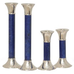 Lapis Lazuli & Silver Candlesticks