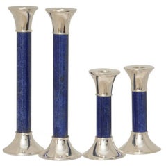 Lapis Lazuli & Silver Candlesticks