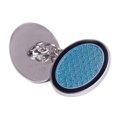Sterling Silver and Enamel Hand-Painted Cufflinks
