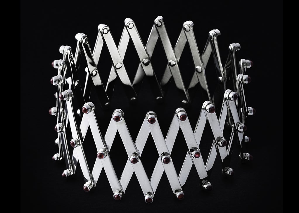 Silver & Ruby Criss Cross Bracelet