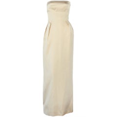 Jeanne Lanvin light yellow silk straples gown 2
