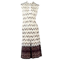 MISSONI chevron creme and brown knit dress