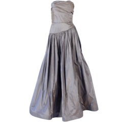 90s BILL BLASS bronze silk strapless gown 8