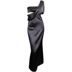 90s Gianni Versace black silk cut out gown 7