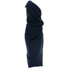 1990s Emanuel Ungaro one shoulder silk dress with bow 12