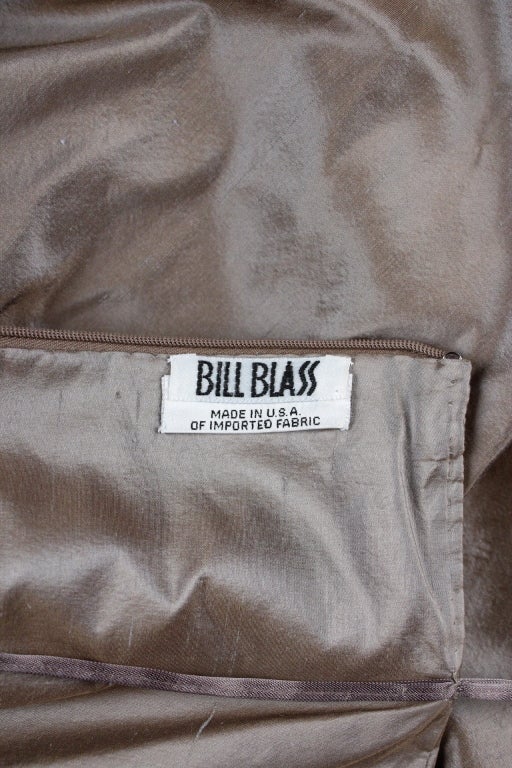 Gray Bill Blass Vintage Bronze Silk Strapless Gown