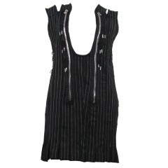 JEAN PAUL GAULTIER black pinstripe hardware dress