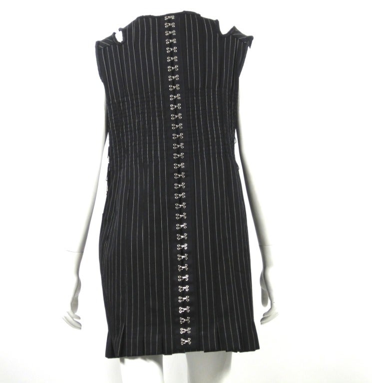 JEAN PAUL GAULTIER black pinstripe hardware dress In Good Condition In Beverly Hills, CA