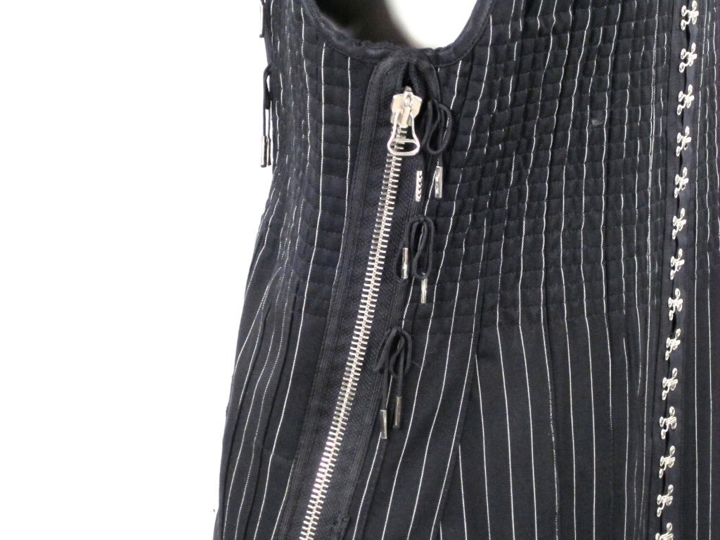 Women's JEAN PAUL GAULTIER black pinstripe hardware dress