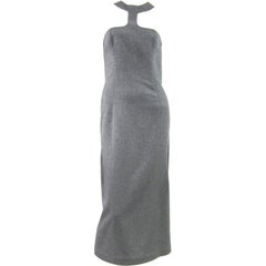  Vintage Thierry Mugler Grey  Double Face Wool Cut Out Sheath Dress, 1990s  