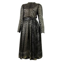 1980s PAULINE TRIGERE bronze metallic silk dress