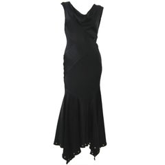 Vintage 1990er John Galliano Schwarzes schräg geschnittenes Seiden-Charmeuse-Kleid