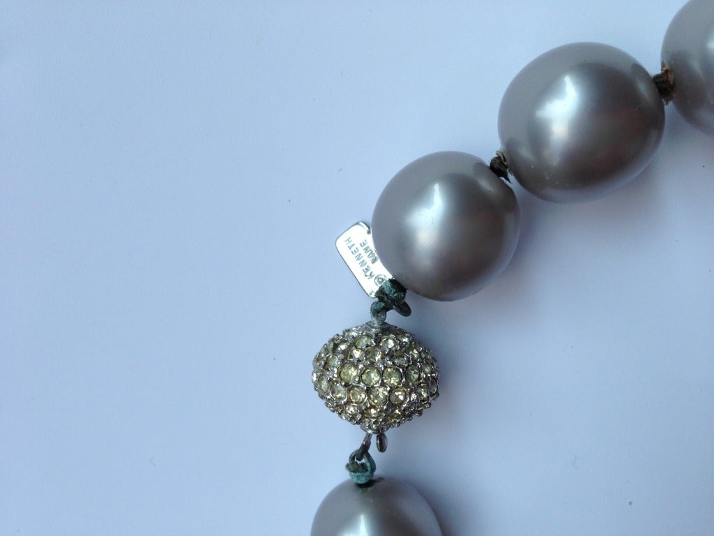 1980s Kenneth Jay Lane Tahitian Pearl Necklace and Jeweled Clasp For Sale 1