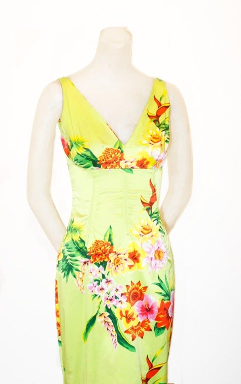 Dolce & Gabbana Tropical Print Corset Dress In Excellent Condition In New York, NY