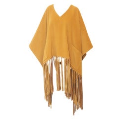 Hermes Cashmere Poncho with Leather Fringe