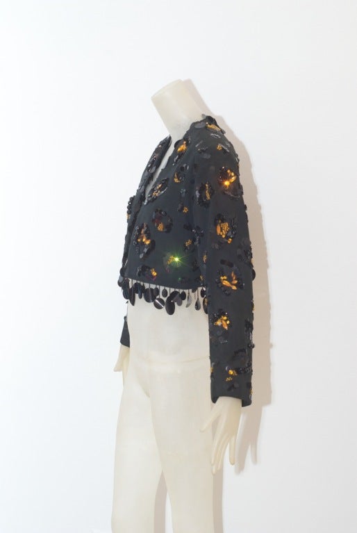 Yves Saint Laurent Jeweled and Beaded Suede Bolero