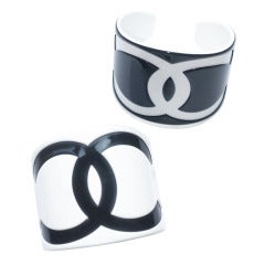 Chanel A Pair of Black and White Cuffs