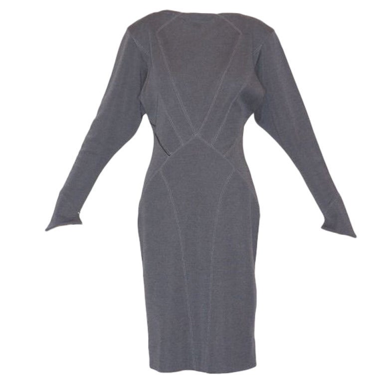 Iconic 1981 Azzedine Alaia ' Spiral Zipper' Dress Inspired by Arletty For Sale