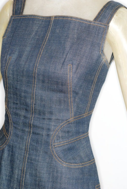 1990s Alaia Denim Dress In Excellent Condition For Sale In New York, NY