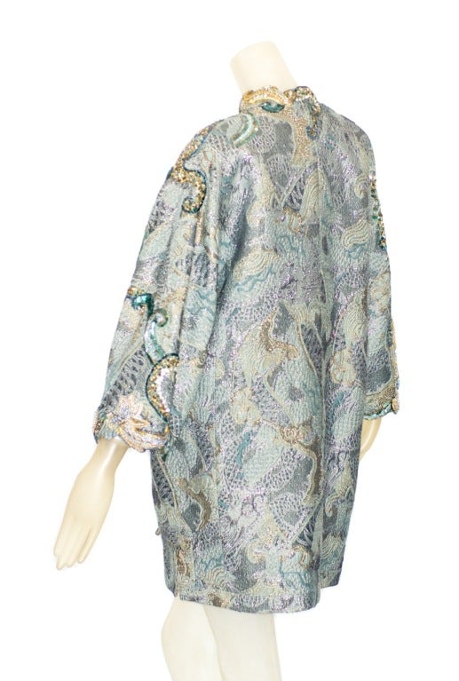A magnificent bead embellished brocade jacket by Gianfranco Ferre Fall/Winter 1990.  A similar coat can be seen in Gianfranco Ferre Lessons in Anatomy, page 144