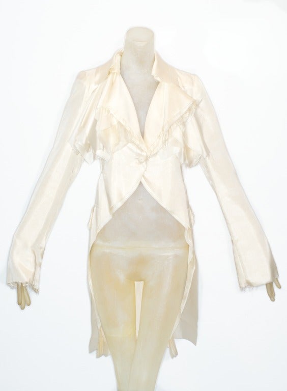 Alexander McQueen Bias Cut Silk Mille Feuille Cutaway Jacket In Excellent Condition In New York, NY