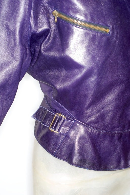 Women's Alaia Deep Amethyst Leather Jacket For Sale