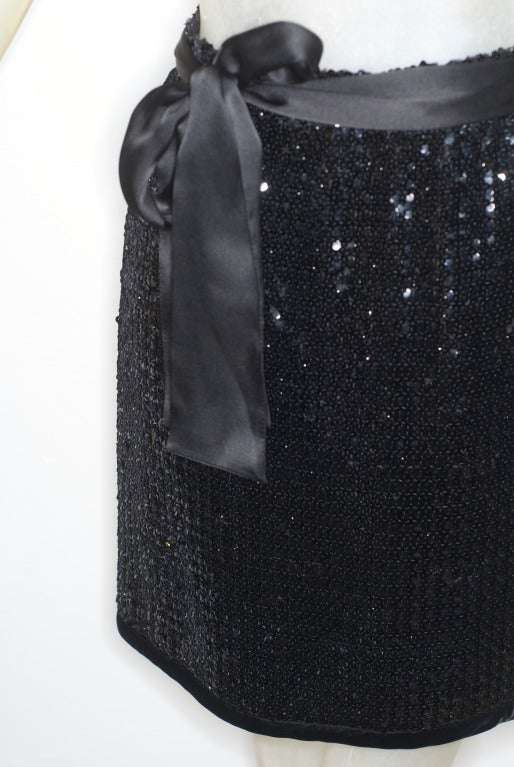 Yves Saint Laurent rive gauche Sparkly Skirt with a Silk Ribbon Belt