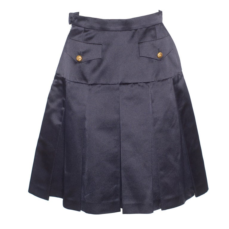 Chanel Silk Satin Skirt For Sale