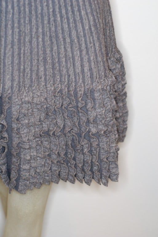 Alaia Ribbed and Ruffled Knit Skirt and Sweater In Excellent Condition In New York, NY