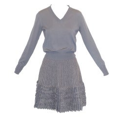 Alaia Ribbed and Ruffled Knit Skirt and Sweater