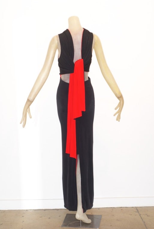 Gianfranco Ferre Black and Red Jersey Gown For Sale 2