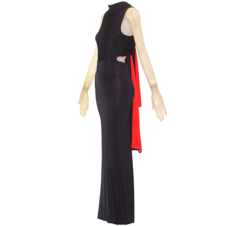 Gianfranco Ferre Black and Red Jersey Gown For Sale