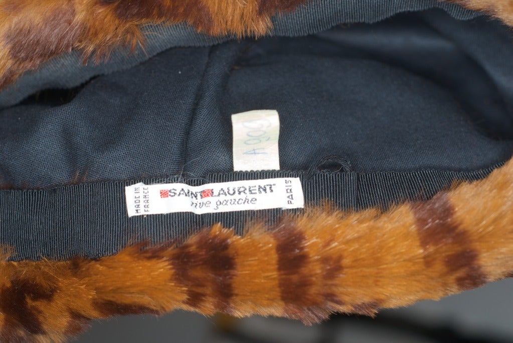 A wonderful fur hat with a leopard print from Yves Saint Laurent rive gauche circa 1980s.  Soft and pristine condition.