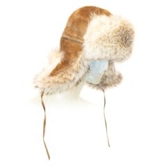 Vintage Hermes Fox Fur and Suede Trapper Hat