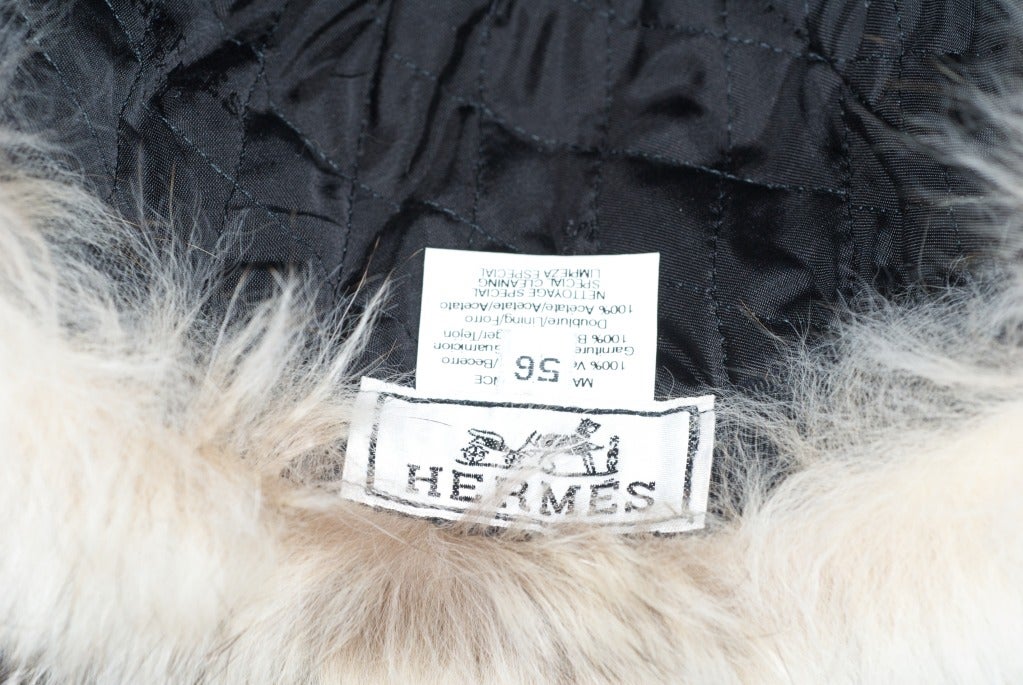 Hermes Fox Fur and Suede Trapper Hat at 1stDibs
