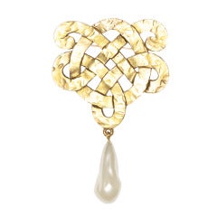 Chanel Brooch with a Large Pear Shaped Faux Pearl