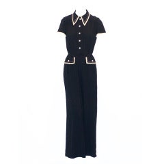 Vintage 1970s Galanos Jumpsuit in Black and Cream