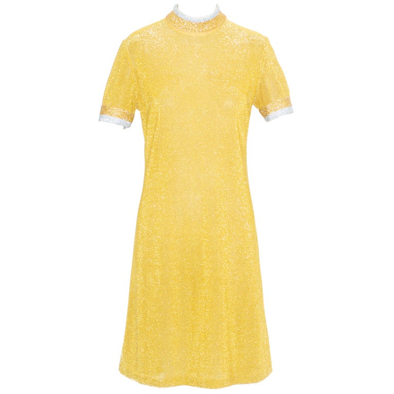 1960s Jeanne Lanvin Gold Dress For Sale